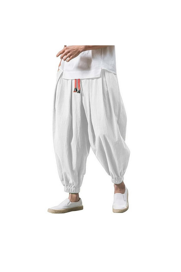 Fashion Loose Casual Wide Pants Men's Elasticated Pants Leg Color Solid Men's Pants Cargo Pants For Men Women