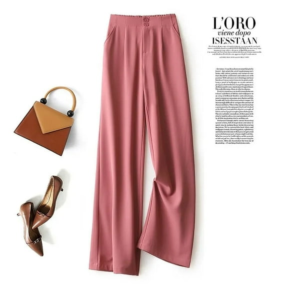 Fashion Loose Office Lady Wide Leg Pants Casual Korean Women Elastic High Waist Straight Trousers Summer Suit Pants New