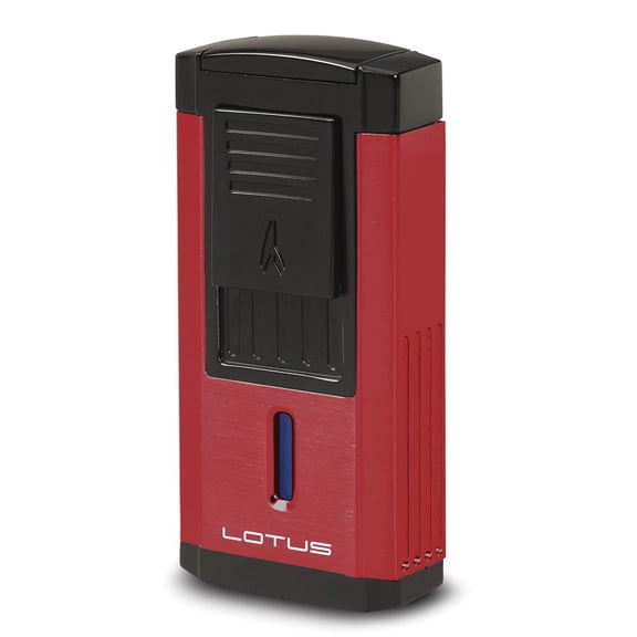 Lotus Duke Anodized Red and Black Matte Triple Pinpoint Flame Lighter with Fold-out 60 Ring Gauge Cigar Cutter QGM19848