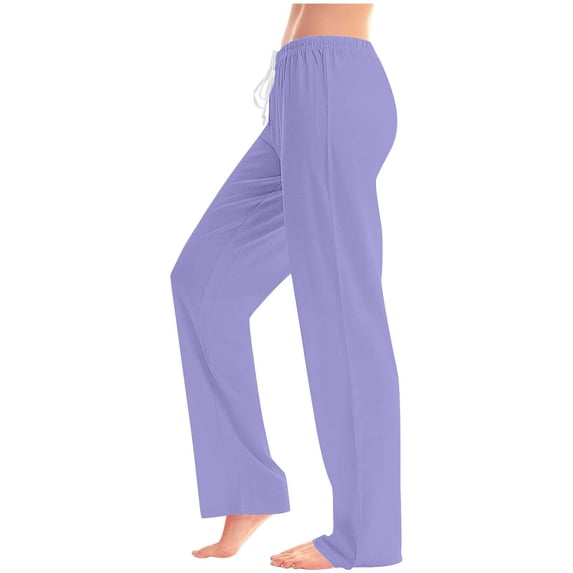Fashion Lounge Pants Women Petite Plus Size Summer Solid Color Casual Elastic Waist Drawstring Long Pants