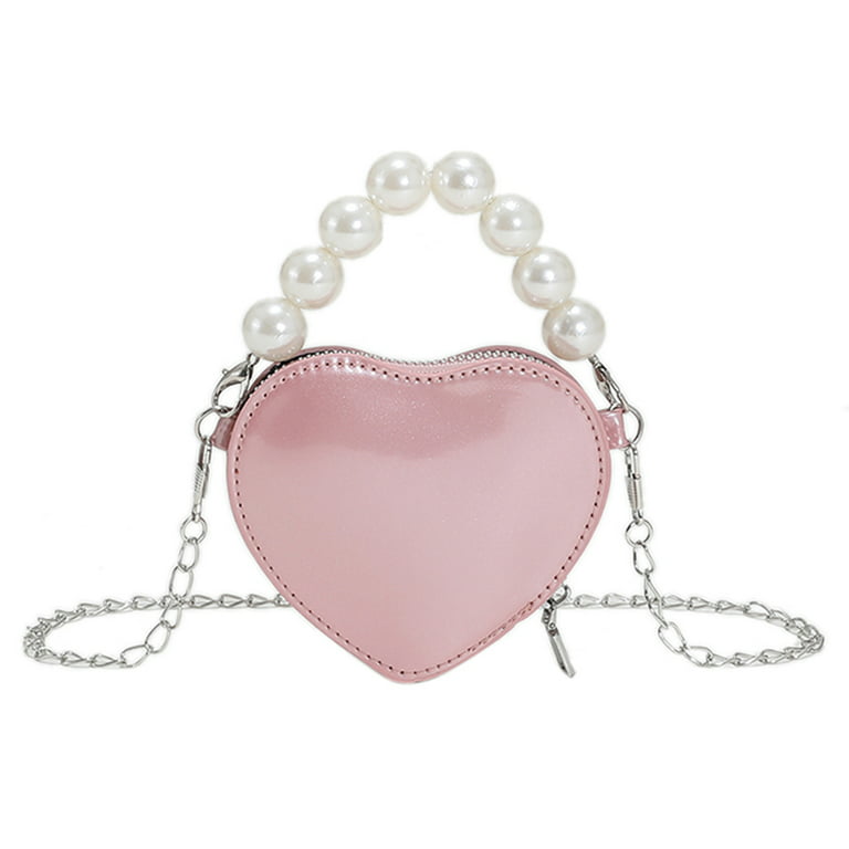 Fashion Love Heart Mini Shoulder Bags Women Pearl Tote Chain Purse