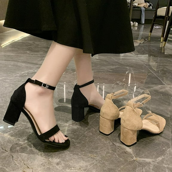 Fashion Low Heel Pump Sandals (5, Black)