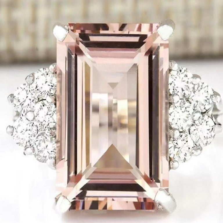Fashion Luxury Topaz Pink Morgan Stone Colored Gem Ring