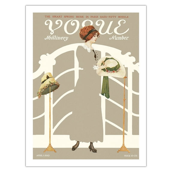 Fashion Magazine - April 1 1910 - Millinery Spring Hat Issue - Vintage Magazine Cover - Fine Art Matte Paper Print (Unframed) 24x32in