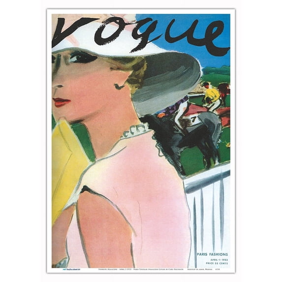 Fashion Magazine - April 1 1933 - Paris Fashions - Vintage Magazine Cover by Carl Erickson - Master Art Print 10in x 14in