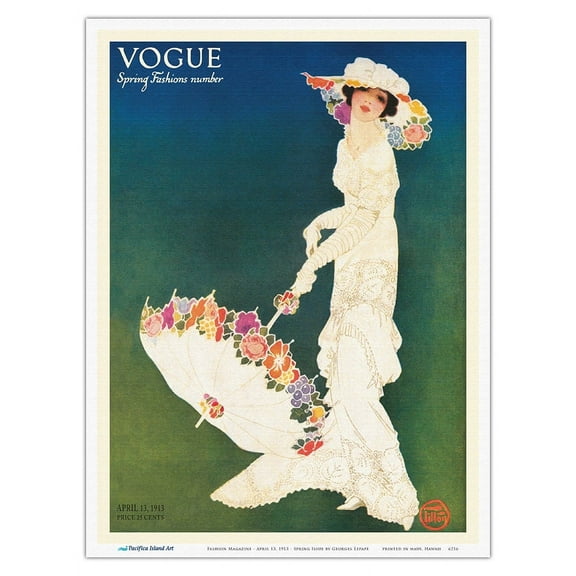 Fashion Magazine - April 13 1913 - Spring Issue - Vintage Magazine Cover by Georges Lepape - Master Art Print (Unframed) 9in x 12in