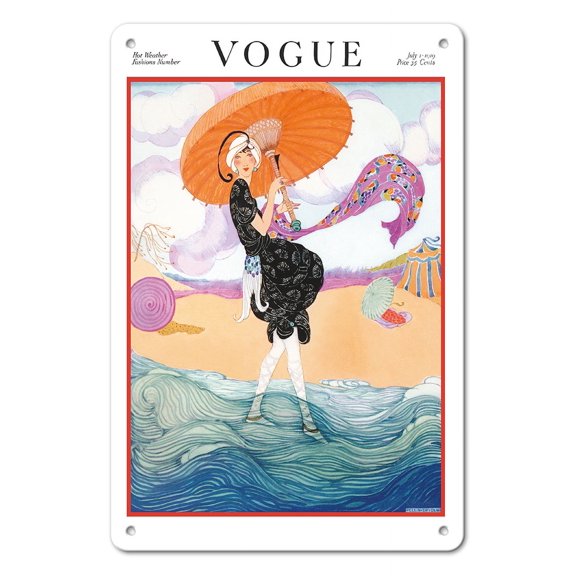 Fashion Magazine - Hot Weather - July 1 1919 - Vintage Magazine Cover by Helen Dryden - 8 x 12 inch Vintage Metal Tin Sign