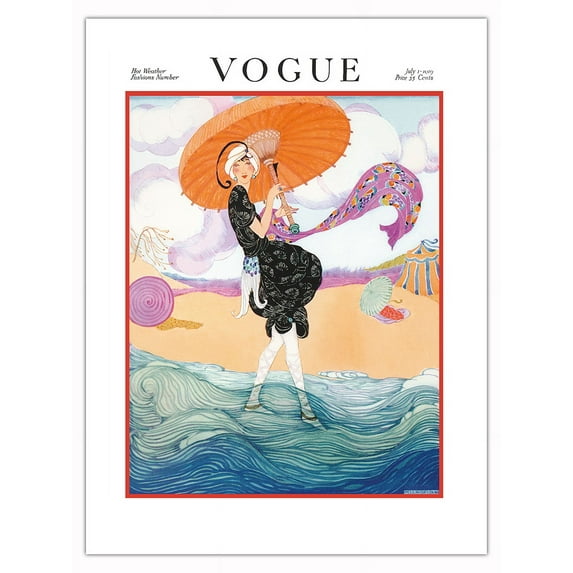 Fashion Magazine - Hot Weather - July 1 1919 - Vintage Magazine Cover by Helen Dryden - Fine Art Matte Paper Print (Unframed) 24x32in