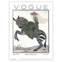 Fashion Magazine - January 15 1926 - Zebra and Model - Vintage Magazine Cover by André Édouard Marty - Master Art Print (Unframed) 9in x 12in
