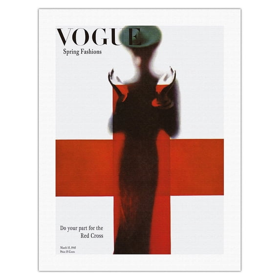Fashion Magazine - March 15 1945 - Red Cross Spring Issue - Vintage Magazine Cover by Erwin Blumenfeld - Bamboo Fine Art 290gsm Paper (Unframed) 17x22in