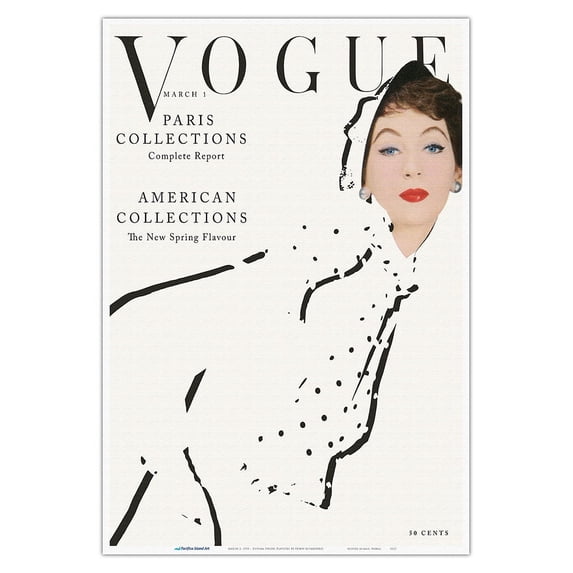 Fashion Magazine - March 2 1953 - Dovima Spring Flavours - Paris and American Collections - Vintage Magazine Cover by Erwin Blumenfeld - Master Art Print (Unframed) 13in x 19in