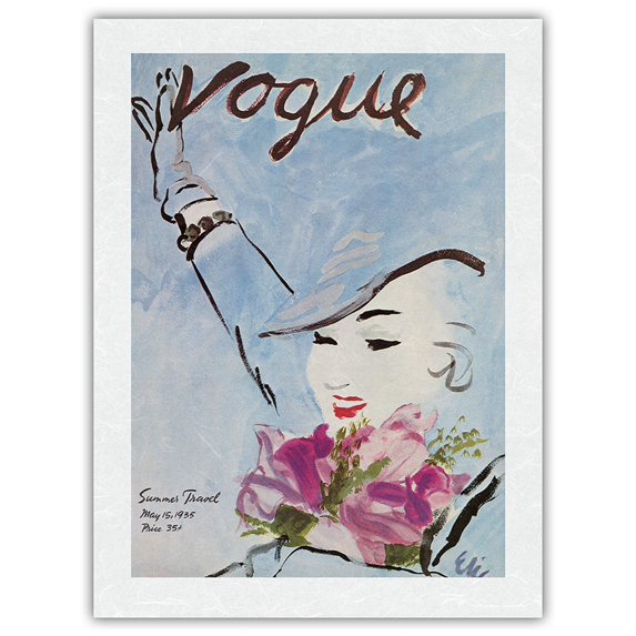 Fashion Magazine - May 1935 Summer Travel - Vintage Magazine Cover by Carl Erickson 1935 - Japanese Unryu Rice Paper Art Print (Unframed) 18 x 24 in