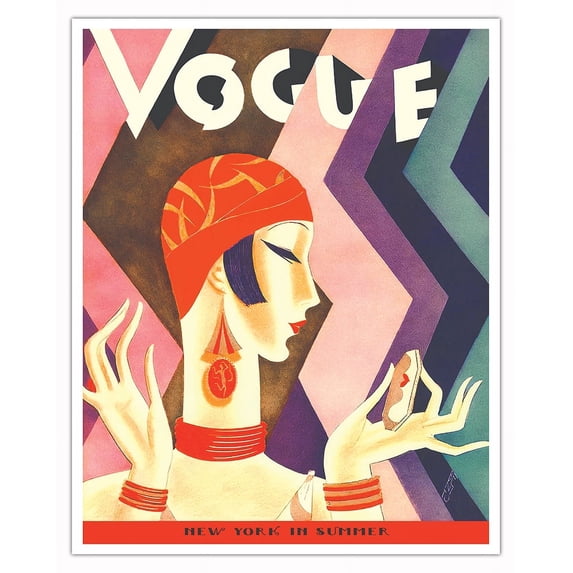 Fashion Magazine - New York In Summer - July 15th, 1926 - Vintage Magazine Cover by Eduardo Garcia Benito c.1926 - Fine Art Matte Paper Print (Unframed) 16x20in