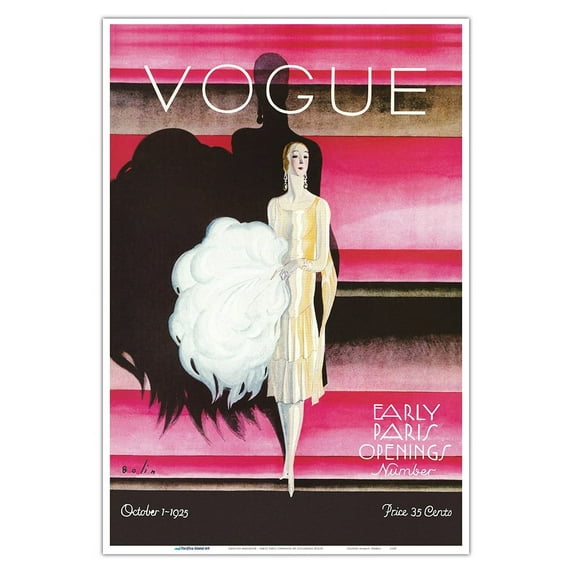 Fashion Magazine - October 1 1925 - Early Paris Openings - Vintage Magazine Cover by Guillermo Bolin - Master Art Print (Unframed) 13in x 19in