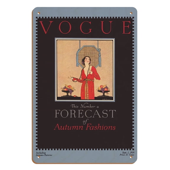 Fashion Magazine - September 1 1919 - Forecast of Autumn Fashions - Vintage Magazine Cover by Dorothy Holman - 8 x 12 inch Vintage Wood Art Sign