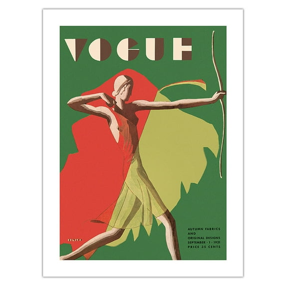 Fashion Magazine - September 1931 - Female Archer - Vintage Magazine Cover by Eduardo Garcia Benito c.1931 - Fine Art Matte Paper Print (Unframed) 24x32in