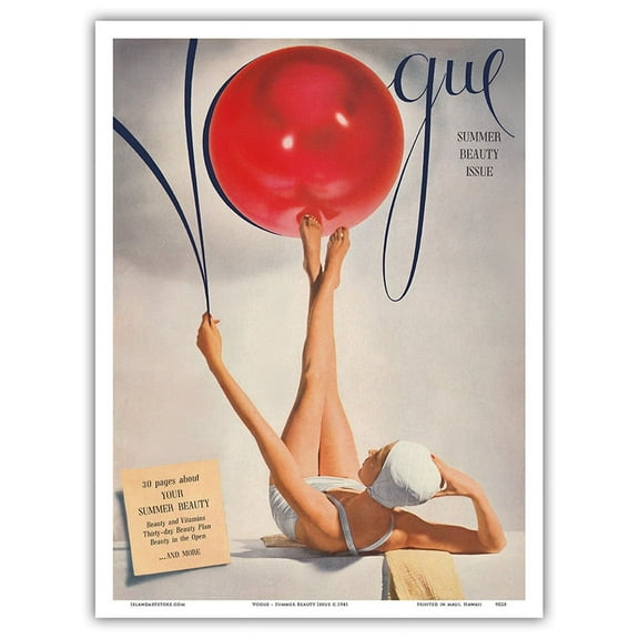Fashion Magazine - Summer Beauty Issue 1941 - Vintage Magazine Cover by Horst P. Horst - Master Art Print (Unframed) 9in x 12in