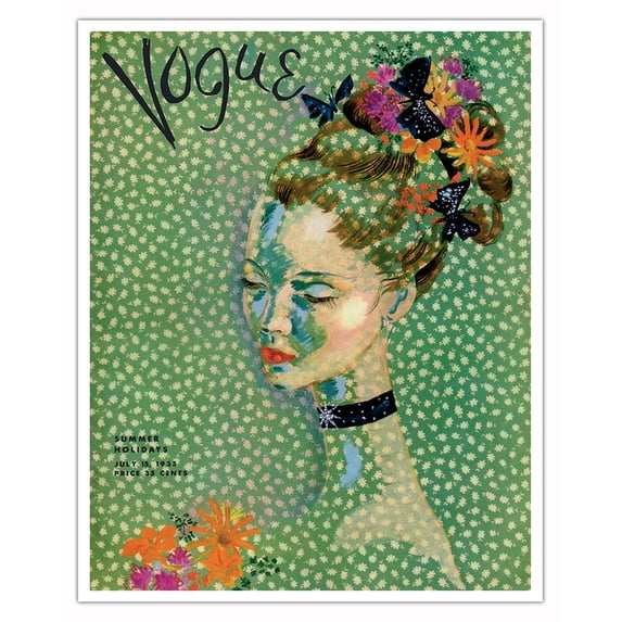 Fashion Magazine - Summer Holidays - July 15 1935 - Vintage Magazine Cover by Cecil Beaton - Fine Art Matte Paper Print (Unframed) 16x20in
