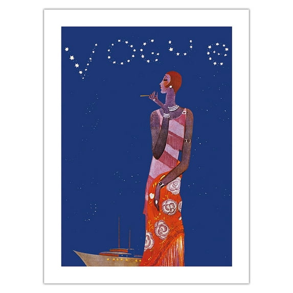 Fashion Magazine - Tropical Night - July 1, 1926 - Vintage Magazine Cover by Eduardo Garcia Benito c.1926 - Fine Art Matte Paper Print (Unframed) 24x32in