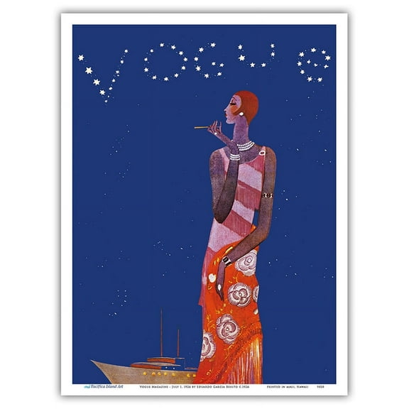 Fashion Magazine - Tropical Night - July 1, 1926 - Vintage Magazine Cover by Eduardo Garcia Benito c.1926 - Master Art Print (Unframed) 9in x 12in
