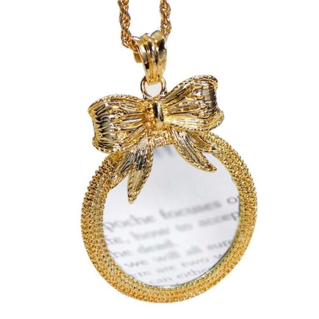 Fashion Magnifying Glass Necklace Bow - knot Necklace Magnifier, Gold