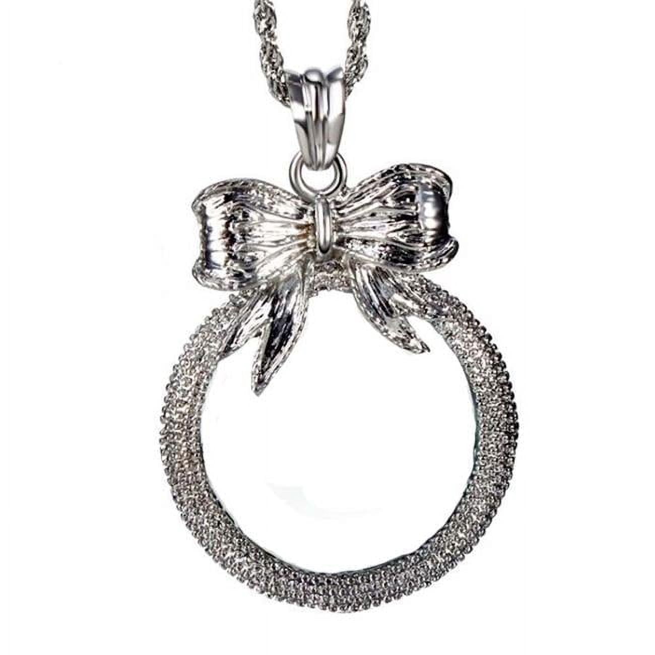 Fashion Magnifying Glass Necklace Bow - knot Necklace Magnifier, Silver