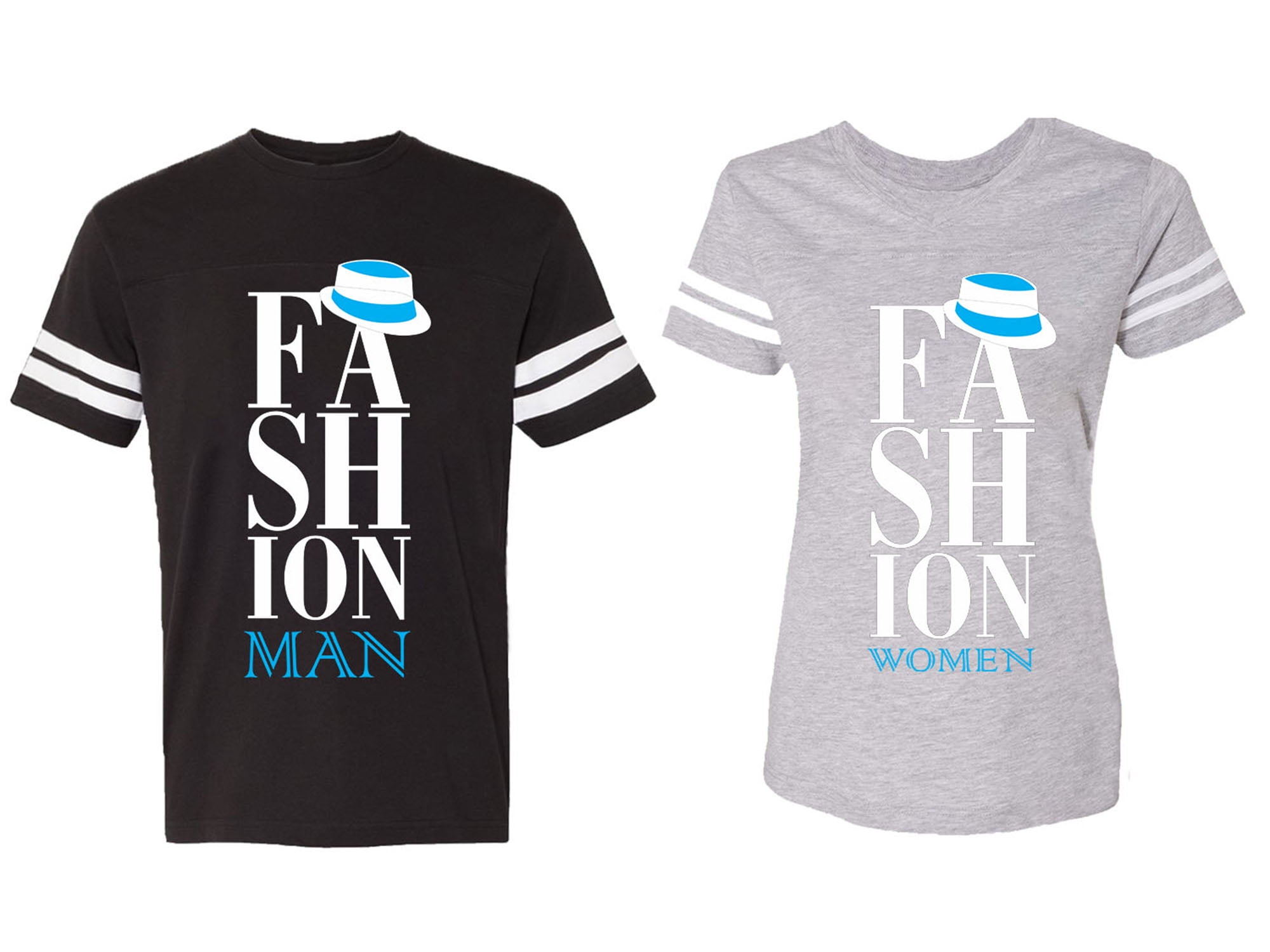 Fashion Man Woman Matching Couple Cotton Jerseys (Men Black / Women
