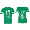 thumbnail image 1 of Fashion Man Woman Matching Couple Cotton Jerseys (Men Green / Women Green) (Men XL / Women M), 1 of 3