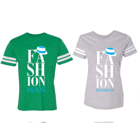 Fashion Man Woman Matching Couple Cotton Jerseys (Men Green / Women Heather) (Men M / Women S)