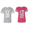 thumbnail image 1 of Fashion Man Woman Matching Couple Cotton Jerseys (Men Heather / Women Pink) (Men XL / Women XL), 1 of 3