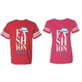 thumbnail image 1 of Fashion Man Woman Matching Couple Cotton Jerseys (Men Red / Women Pink) (Men M / Women L), 1 of 3