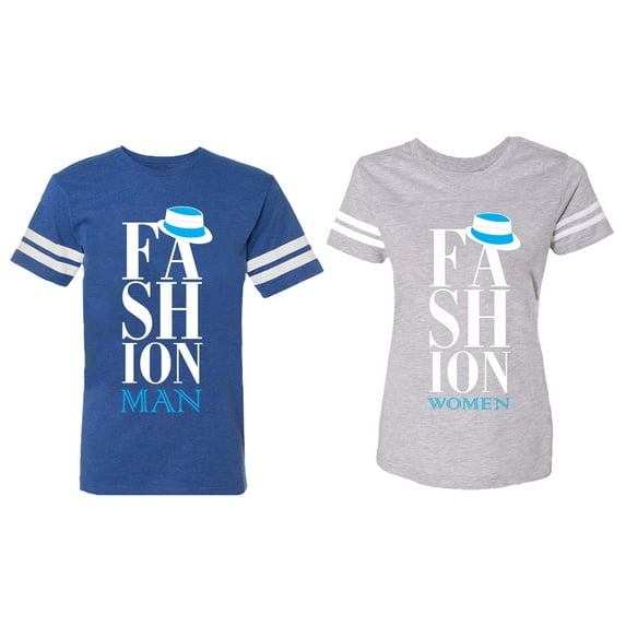 Fashion Man Woman Matching Couple Cotton Jerseys (Men Royal / Women Heather) (Men XXL / Women S)
