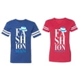 thumbnail image 1 of Fashion Man Woman Matching Couple Cotton Jerseys (Men Royal / Women Red) (Men S / Women L), 1 of 3