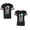 thumbnail image 1 of Fashion Man Woman Unisex Couple Matching Cotton Jersey style T-Shirt Contrasting stripes on sleeves (Men Black / Women Black) (Men S / Women S), 1 of 3