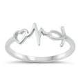 thumbnail image 1 of Fashion Medical Ring .925 Sterling Silver Heart EKG Ribbon Band Jewelry Female Male Unisex Size 10, 1 of 4