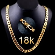 LEOAMO Fashion Men 18K Gold Necklace Cuban Chain Necklace For Men Jewelry Gifts