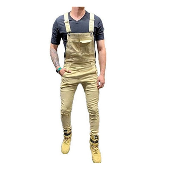 Fashion Men Bib Overalls Jumpsuits Pants Trousers Male Solid Casual Long Pants Clothing