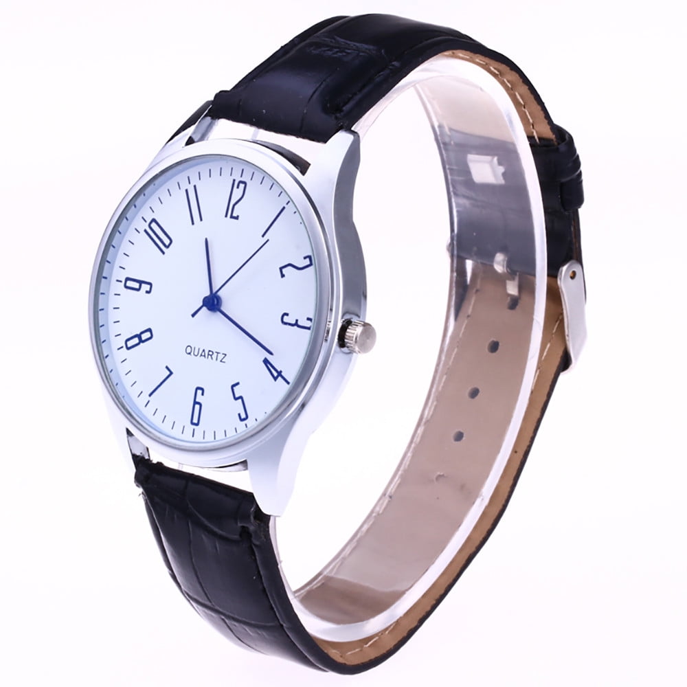 Fashion Men Casual Luxury Watch Leather Band Quartz Wrist Business Watch BK