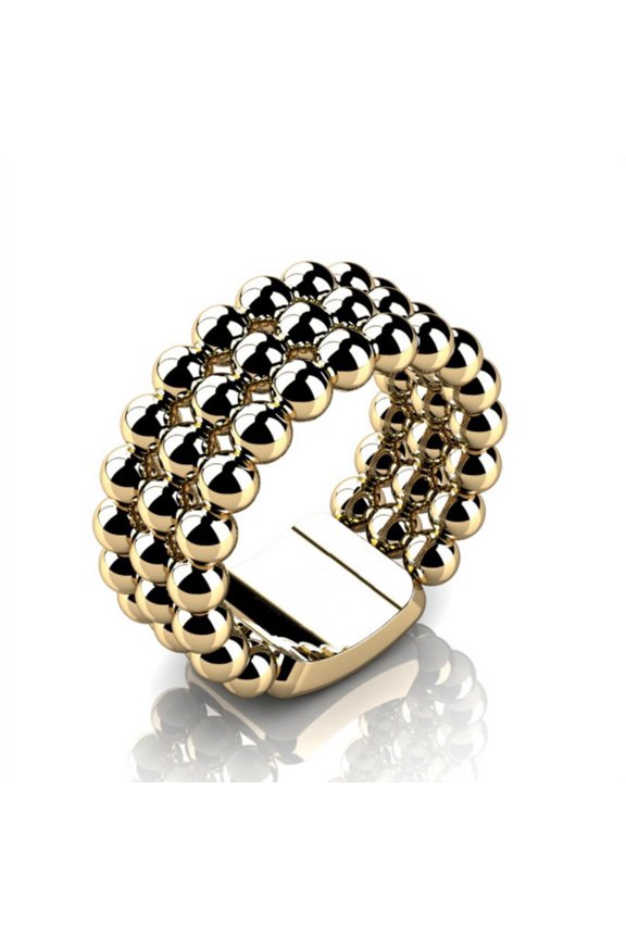 Fashion Men Gold Plated Round Bead Ring