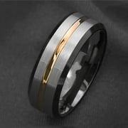 JIAROSWWEI Fashion Men Matte Stripe Titanium Steel Band Ring Wedding Party Jewelry Gift