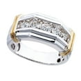 thumbnail image 1 of Fashion Men Rhinestone Inlaid Two-Tone Finger Ring Wedding Party Jewelry Gift, 1 of 4