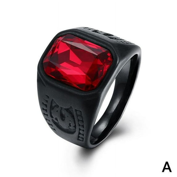 "Fashion Men Ring Male Red Stone Black Rings For Men Finger Jewelry Gift Wholesale Big Size "