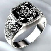 Fashion Men Scorpion Engraved Alloy Wide Finger Ring Birthday Club Party Jewelry Gift Silver US 12