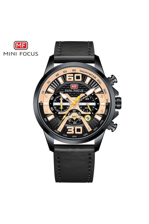 Fashion Men Watches Blue Leather Strap Multifunction Sub-Dials Chronograph Sport Waterproof Quartz Wristwatch Relogio Masculino