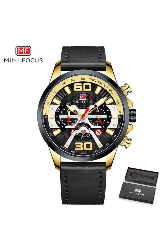 Fashion Men Watches Blue Leather Strap Multifunction Sub-Dials Chronograph Sport Waterproof Quartz Wristwatch Relogio Masculino