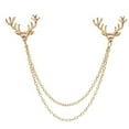thumbnail image 1 of Fashion Men Women Shirt Suit Collar Deer Head Brooch Pin with Long Chain Gift, 1 of 8