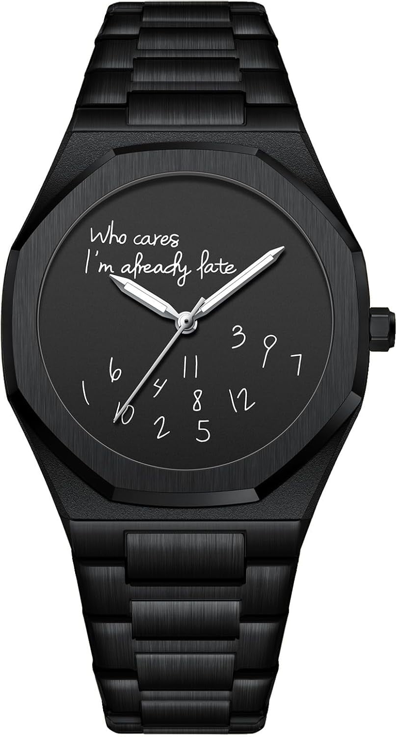 Fashion Men’s Analog Stainless Steel Wristwatch Minimalist Octagon Bezel with Humorous Dial - Waterproof Business Dress Casual Watch for Men