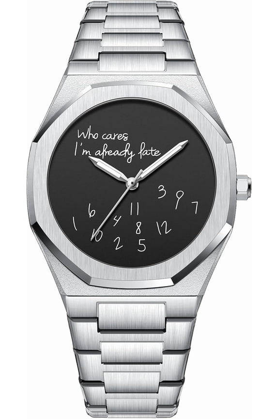 Fashion Men’s Analog Stainless Steel Wristwatch Minimalist Octagon Bezel with Humorous Dial - Waterproof Business Dress Casual Watch for Men