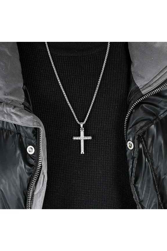 Fashion Men's Cast Cross Classic Pendants Punk Rock Prayer 14K Yellow Gold Necklace Religious Wish Party Jewelry