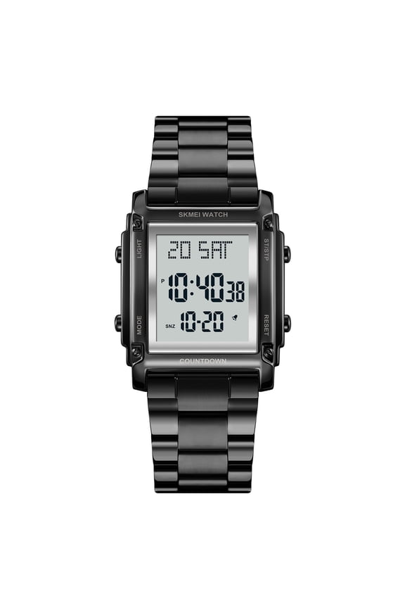 Fashion Men's Digital Analog Watches Square Face Sport Casual Dual Display Multifunctional Wristwatch for Men with Alarm Waterproof LED Luminous